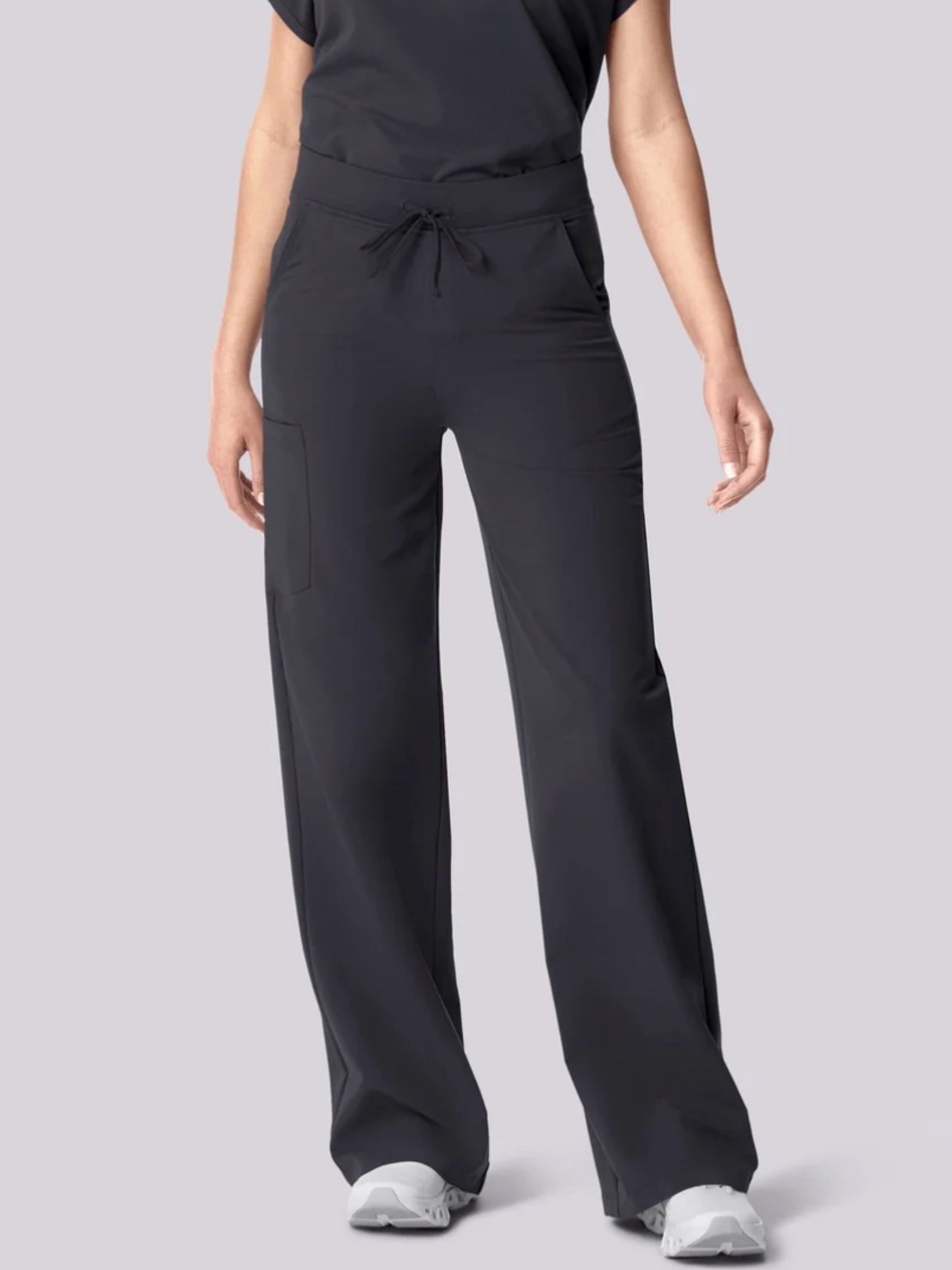 Mandala Women's High Waisted Wide-Leg Scrub Pants - Pewter